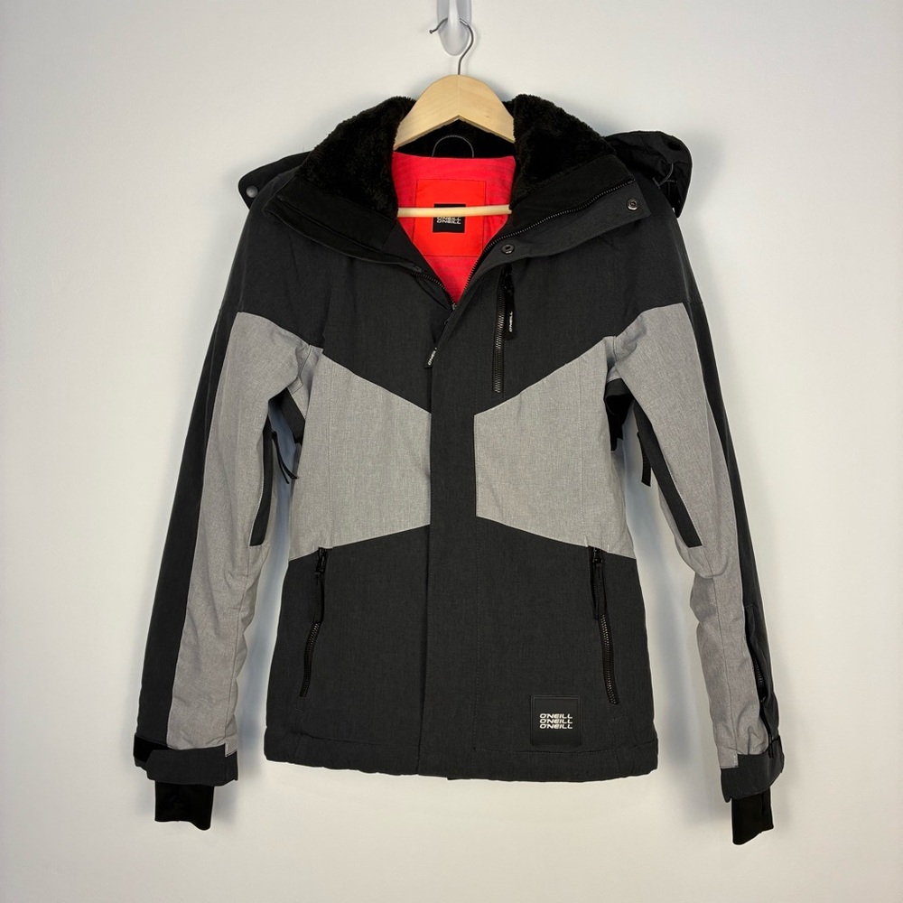 O’Neill hooded insulated ski snowboard jacket coat size XS black grey